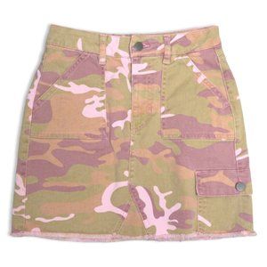 Hollister Pink Camo Cargo Denim Skirt